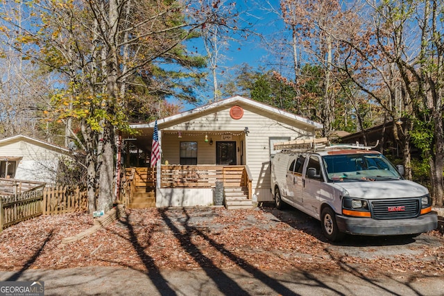 view of front of home featuring covered porch