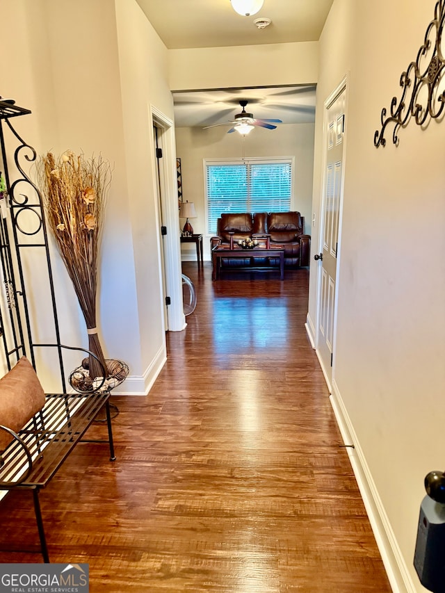 corridor featuring hardwood / wood-style flooring