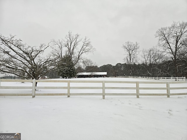 view of yard covered in snow