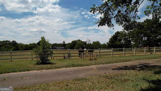 view of road with a rural view