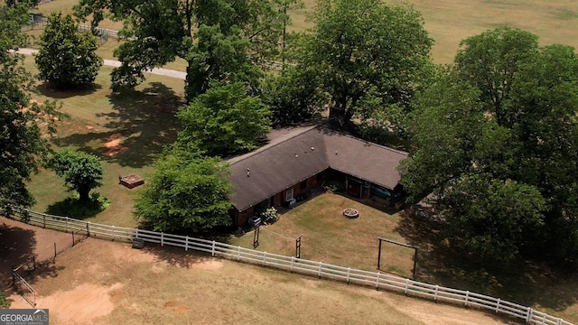 drone / aerial view with a rural view