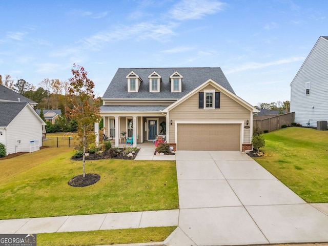 view of front of house with a porch and a front yard