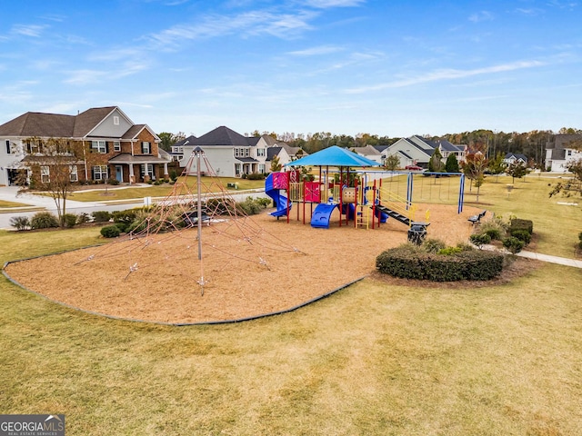 view of play area with a lawn