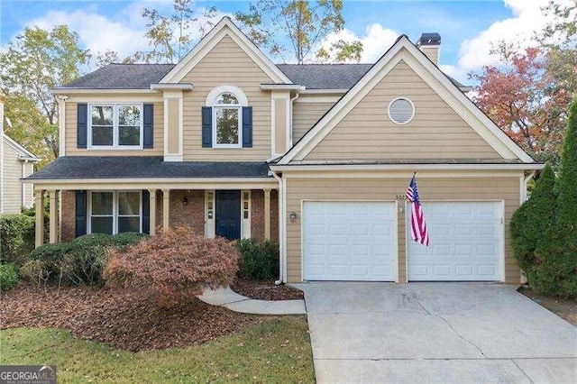 view of front property featuring a garage