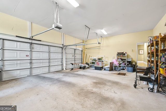 garage with a garage door opener