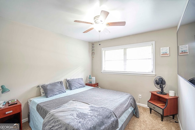 bedroom with carpet and ceiling fan