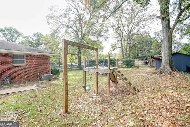 view of yard featuring cooling unit