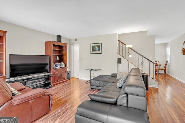 living room featuring light wood-type flooring