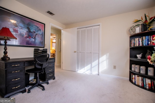 view of carpeted office