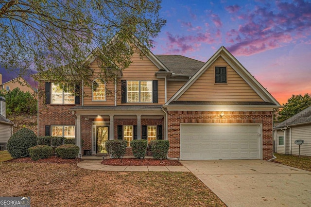 view of front of house with a garage