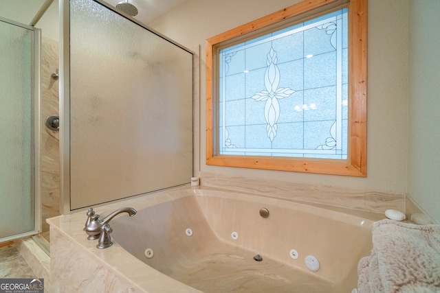 bathroom with independent shower and bath