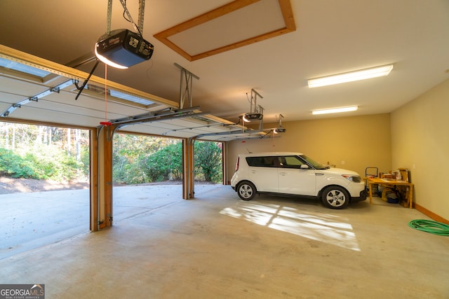 garage with a garage door opener