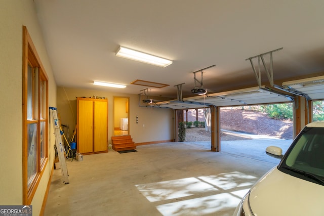 garage with a garage door opener