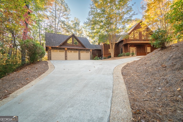 view of front of house with a garage