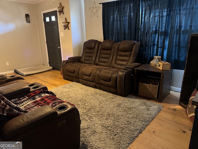 living room with hardwood / wood-style flooring