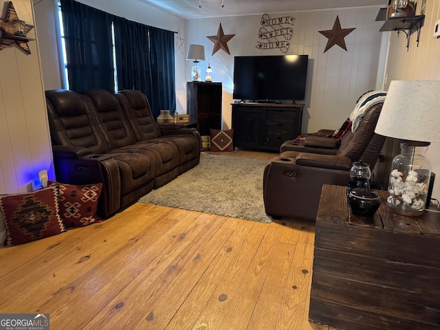 living room with hardwood / wood-style floors