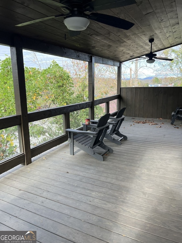 330 E Second St, Blue Ridge, GA 30513 - wooden deck with a ceiling fan