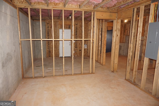 basement with electric panel