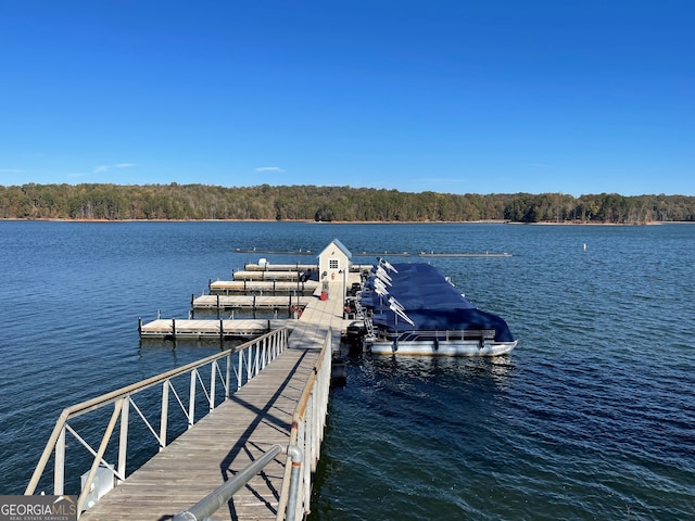 view of dock featuring a water view