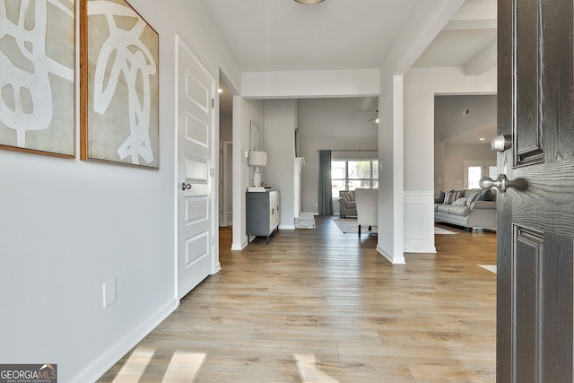 foyer with light wood-type flooring