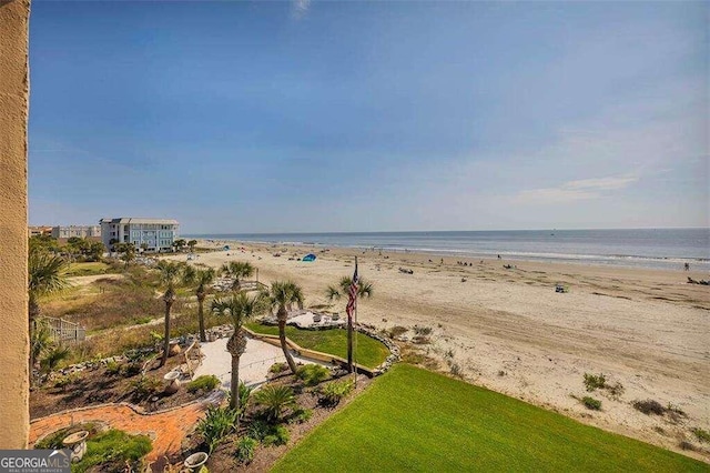 view of water feature featuring a view of the beach