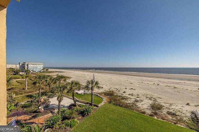 property view of water featuring a view of the beach