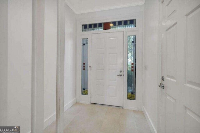 entryway with ornamental molding