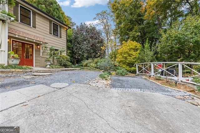 view of yard featuring french doors