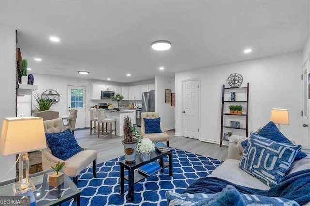 living room with hardwood / wood-style flooring