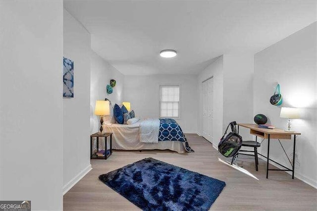 bedroom with wood-type flooring