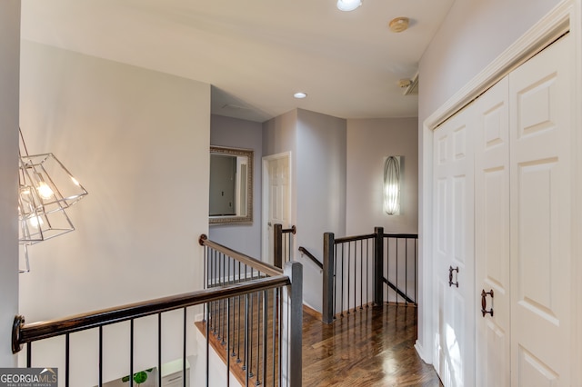 hall featuring dark hardwood / wood-style flooring