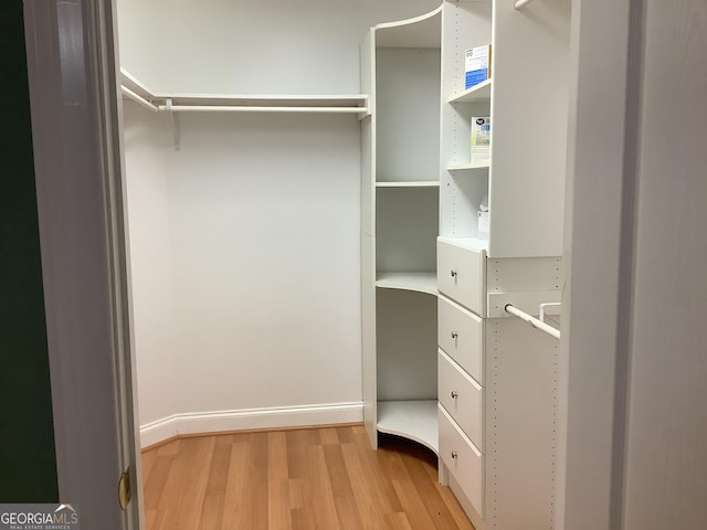 spacious closet with light wood-type flooring