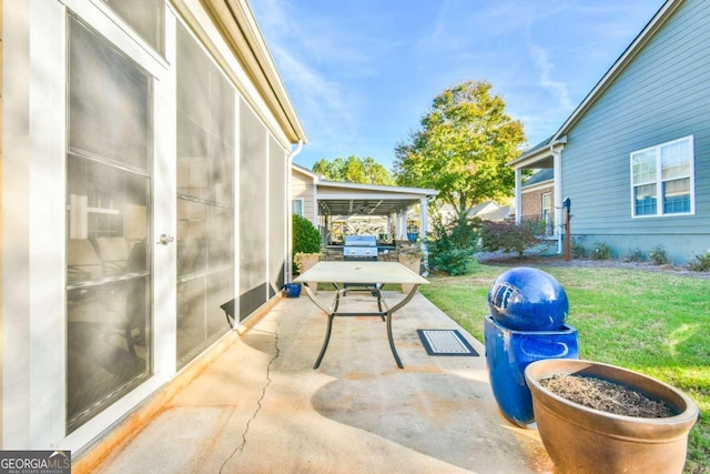 view of patio with grilling area