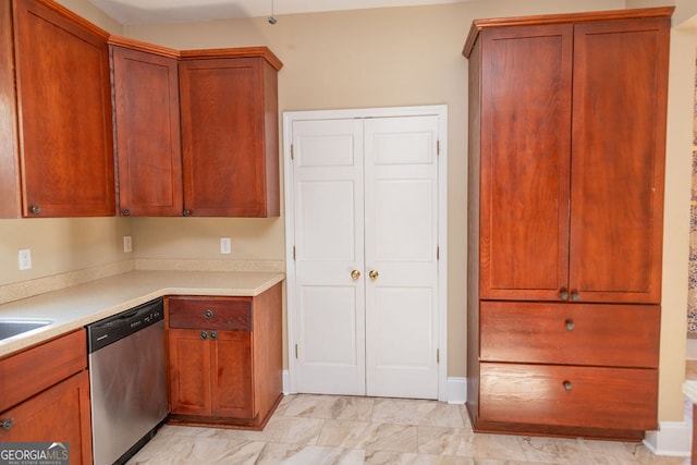 kitchen with stainless steel dishwasher