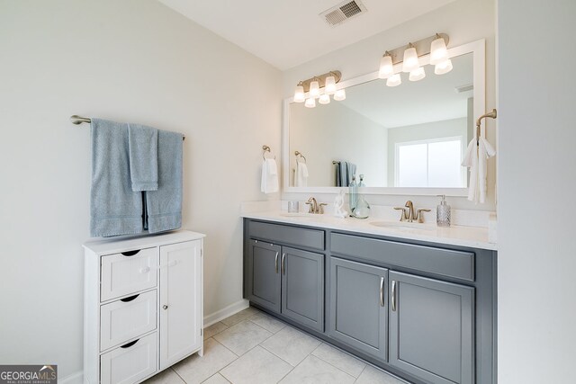 bathroom with vanity and tile patterned floors