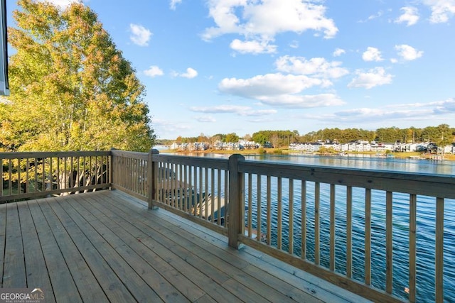 deck with a water view