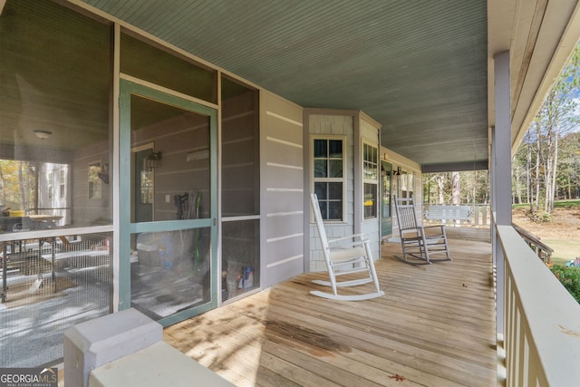 wooden deck with covered porch