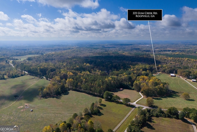 aerial view with a rural view