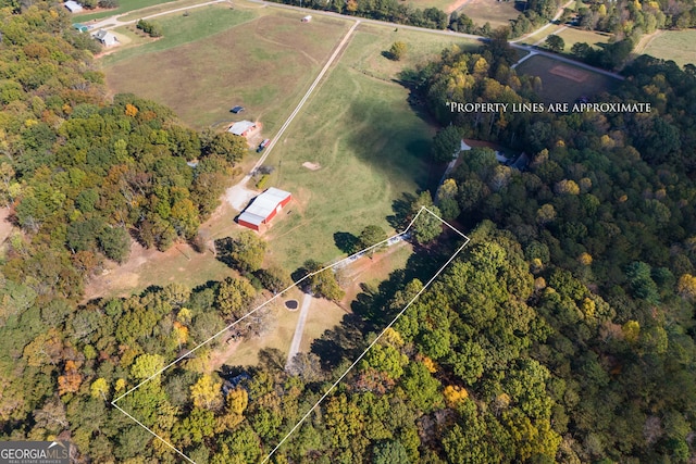 drone / aerial view with a rural view