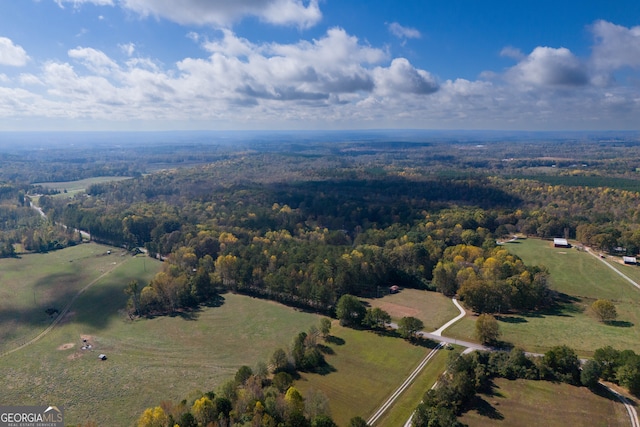 aerial view featuring a rural view