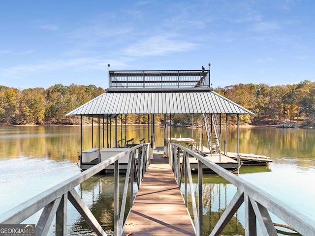 dock area featuring a water view