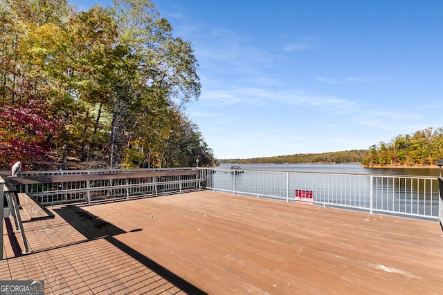 deck with a water view