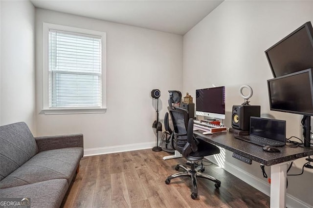 office featuring hardwood / wood-style flooring