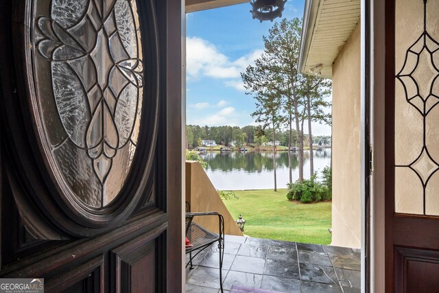 doorway with a water view