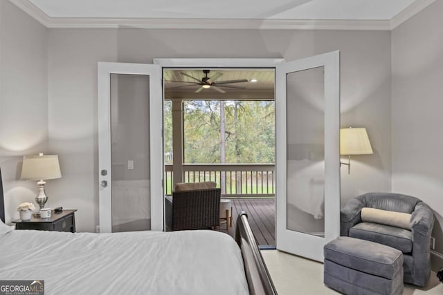 bedroom with ornamental molding