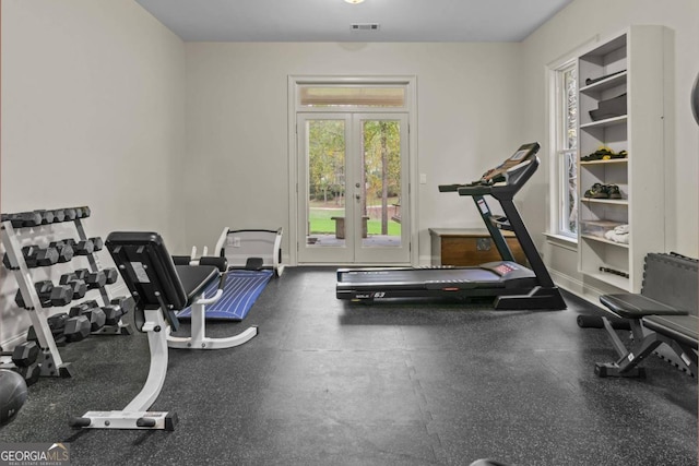 exercise area with french doors