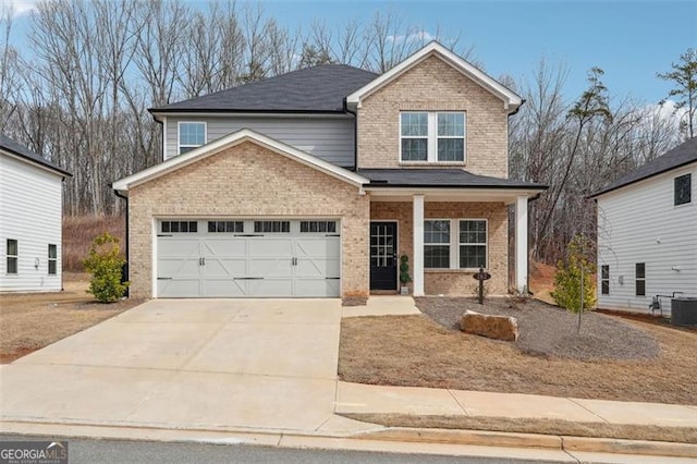 front facade with a garage