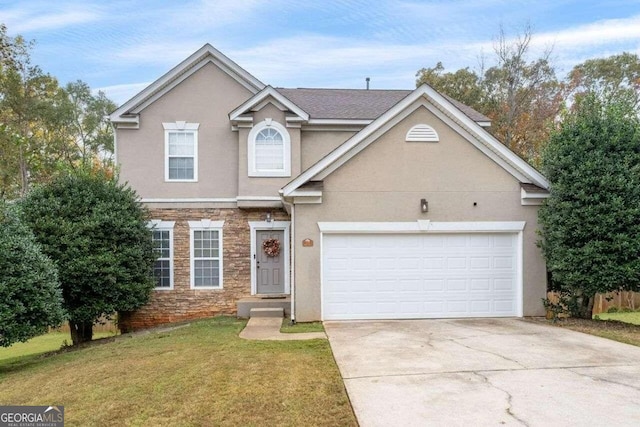 front facade featuring a front yard