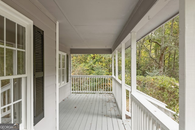 deck featuring covered porch