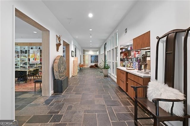 hallway with sink